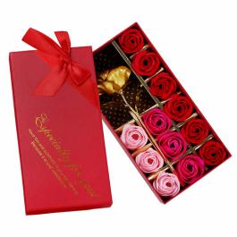 Red Lid and Bottom Flower Gift Box for Holiday