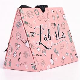 Special Design Pink Paper Bag with Black Ribbon Handle 