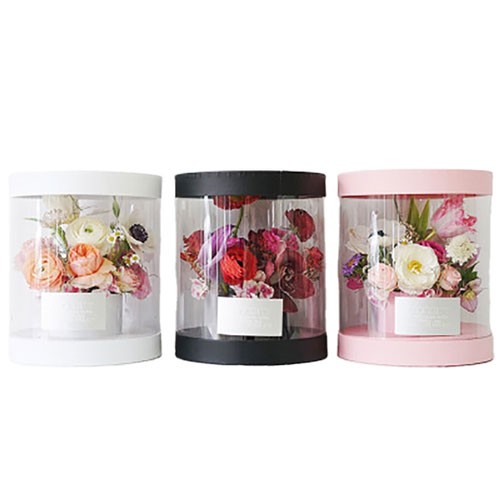 Transparent Plastic Preserved Bouquet Packaging Round Gift Clear Pvc  Cylindrical Flower Box For Flowers With Ribbon Handle - Buy Clear Round  Flower Box,Flower B…