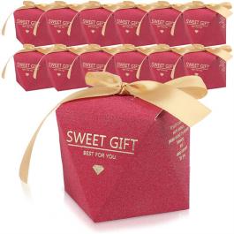 Red Cardboard Wedding Paper Box with Ribbon