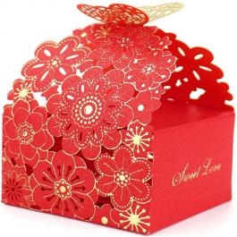 Flower Laser Die Cut Wedding Paper Box 