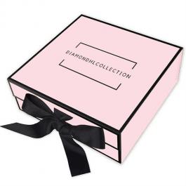 Logo Custom Pink Gift Box with Ribbon Closure