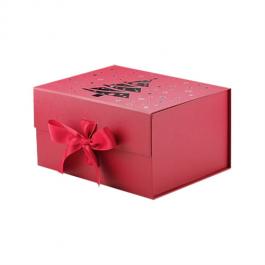 Red Christmas Foldable Gift Box with Ribbon