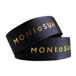 Logo Gold Hot Foil Stamping Luxury Grosgrain Ribbon 