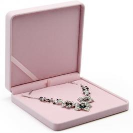 Luxury Pink Necklace Gift Box with Ribbon 